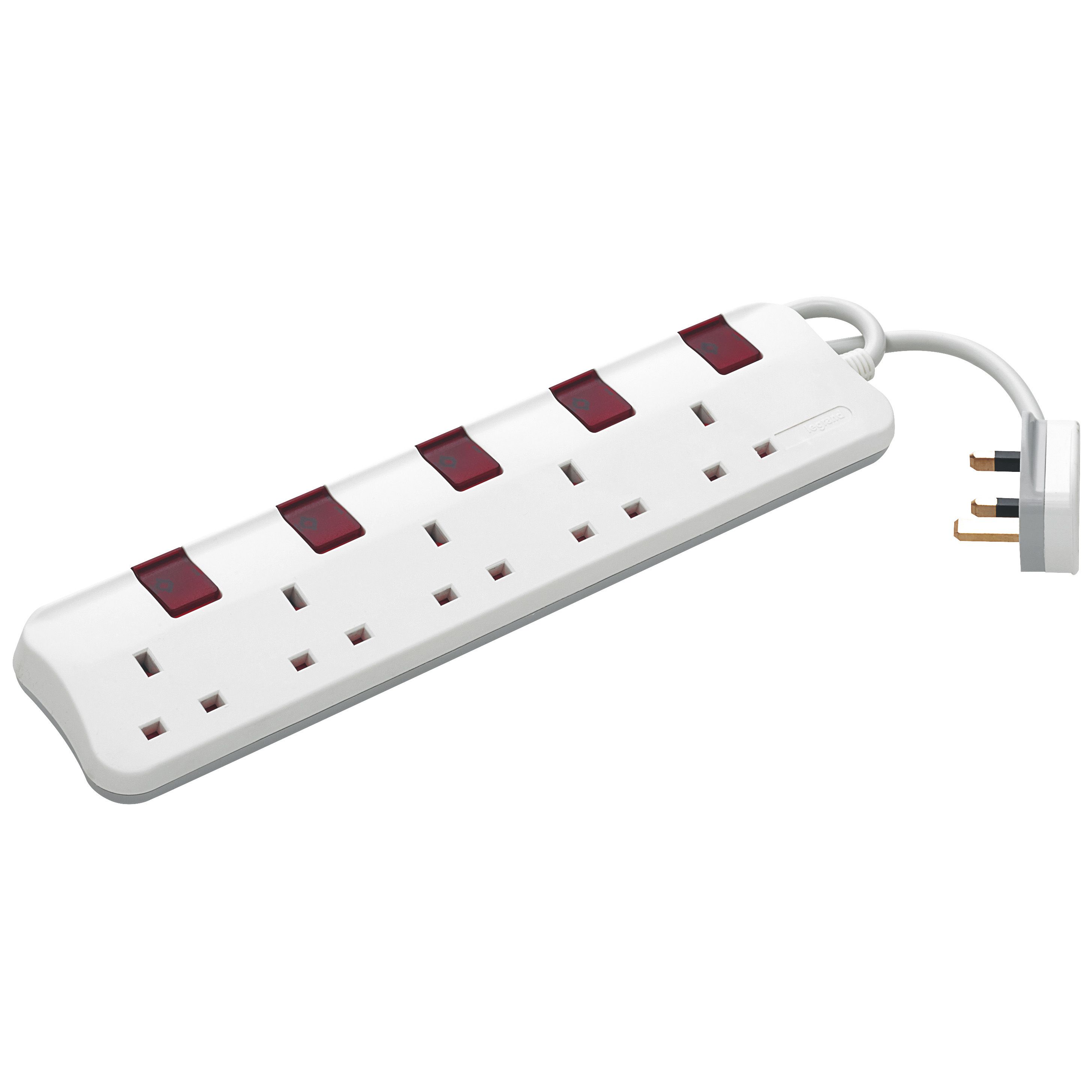 698405 - Legrand   - British std multi outlet extension 5x2P+E  one switch per socket 3 m cord